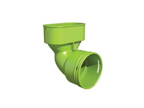 Zaļš Air Excellent AE34C–AE35SC 90° adapters ar taisnstūra atveri un apaļu pieslēgumu.