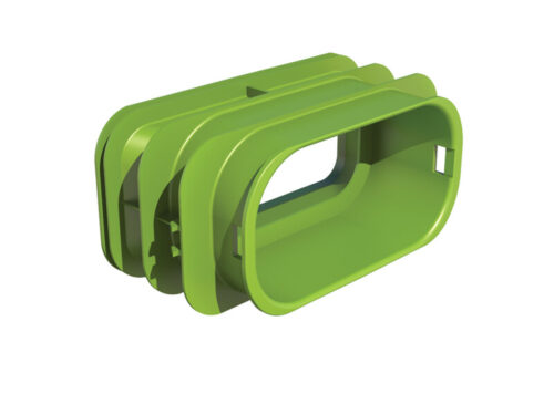 Zaļš Air Excellent AE35SC–AE55SC adapters ar divām savienotām ovālām taisnstūra atverēm.