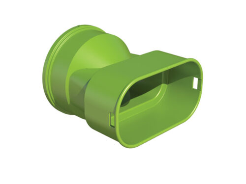 Zaļš Air Excellent AE35SC DBOX adapters ar apaļu pieslēgumu un ovālu taisnstūra atveri.