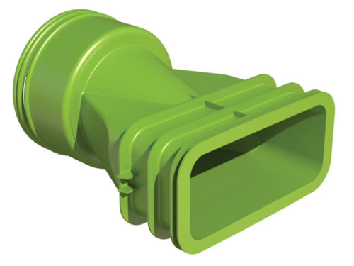 Zaļš Air Excellent AE48C–AE55SC adapters ar apaļu pieslēgumu un taisnstūra atveri.