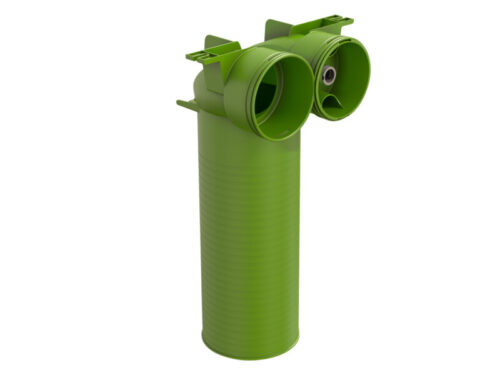 Zaļš Air Excellent 125 mm 90° vārsta adapters ar divām apaļām pieslēgvietām.